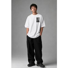 Posh Cabal G03126 Baskılı Oversize Beyaz Erkek T-Shirt