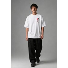 Posh Cabal G02133 Baskılı Oversize Beyaz Erkek T-Shirt