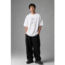Posh Cabal F03011 Baskılı Oversize Beyaz Erkek T-Shirt