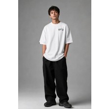 Posh Cabal G02081 Baskılı Oversize Beyaz Erkek T-Shirt