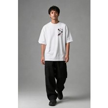 Posh Cabal G02138 Baskılı Oversize Beyaz Erkek T-Shirt