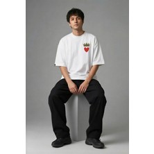 Posh Cabal G02110 Baskılı Oversize Beyaz Erkek T-Shirt