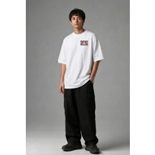 Posh Cabal G02099 Baskılı Oversize Beyaz Erkek T-Shirt