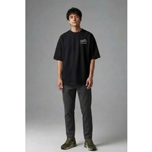 Posh Cabal G01072 Baskılı Oversize Siyah Erkek T-Shirt
