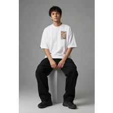 Posh Cabal G02055 Baskılı Oversize Beyaz Erkek T-Shirt
