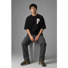 Posh Cabal G02115 Baskılı Oversize Siyah Erkek T-Shirt