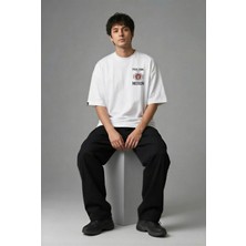 Posh Cabal G03100 Baskılı Oversize Beyaz Erkek T-Shirt