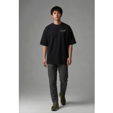 Posh Cabal G02088 Baskılı Oversize Siyah Erkek T-Shirt