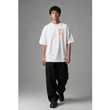 Posh Cabal G02118 Baskılı Oversize Beyaz Erkek T-Shirt