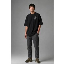 Posh Cabal G01119 Baskılı Oversize Siyah Erkek T-Shirt
