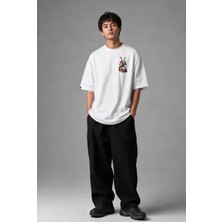 Posh Cabal G02126 Baskılı Oversize Beyaz Erkek T-Shirt