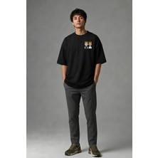 Posh Cabal G02026 Baskılı Oversize Siyah Erkek T-Shirt