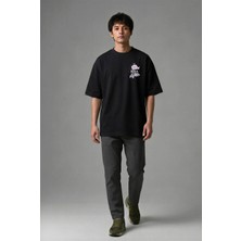 Posh Cabal G01008 Baskılı Oversize Siyah Erkek T-Shirt