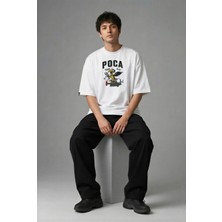 Posh Cabal F03090 Baskılı Oversize Beyaz Erkek T-Shirt