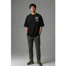 Posh Cabal G01026 Baskılı Oversize Siyah Erkek T-Shirt