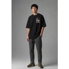 Posh Cabal G02054 Baskılı Oversize Siyah Erkek T-Shirt