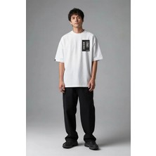 Posh Cabal G03127 Baskılı Oversize Beyaz Erkek T-Shirt