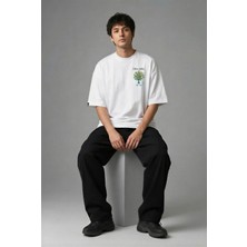 Posh Cabal G03115 Baskılı Oversize Beyaz Erkek T-Shirt