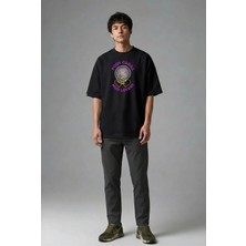 Posh Cabal F02092 Baskılı Oversize Siyah Erkek T-Shirt