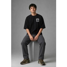 Posh Cabal G01080 Baskılı Oversize Siyah Erkek T-Shirt