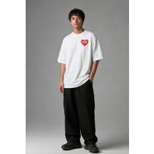 Posh Cabal G02014 Baskılı Oversize Beyaz Erkek T-Shirt