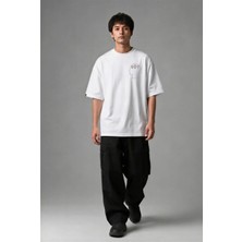 Posh Cabal G02043 Baskılı Oversize Beyaz Erkek T-Shirt