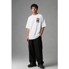 Posh Cabal G02124 Baskılı Oversize Beyaz Erkek T-Shirt