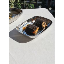 Qualitev 2\'li Paslanmaz Çelik Köşeli Kayık Meze Kasesi 18 cm Servis Sunum Kase Kahvaltılık Tabağı