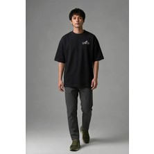 Posh Cabal G01068 Baskılı Oversize Siyah Erkek T-Shirt