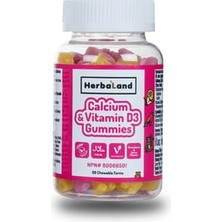 Herbaland Gummies Kalsiyum ve Vitamin D3 60 Çiğnenebilir Form ( 1 Adet )