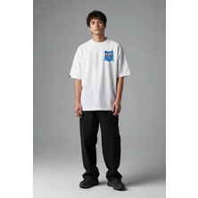 Posh Cabal G02062 Baskılı Oversize Beyaz Erkek T-Shirt