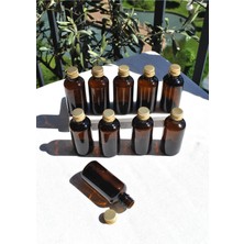 Qualitev 10 Adet 50 ml Amber Cam Şişe Gold Metal Kapaklı Boş Şişe Söz Nişan Hediyelik