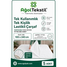 Ağol Tekstil Tek Kullanımlık Lastikli Çarşaf 100 x 240 cm Beyaz 5 Adet