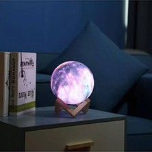 Maison Luré 3D Renk Değiştiren Galaxy Ay Masa Lambası, LED Dolunay Işığı Masa ve Gece Lambası