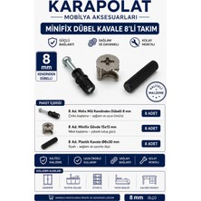 Karapolat Minifix 8'li Takım Set - Minifix Gövde + Kendinden Dübelli Mil + Kavelya