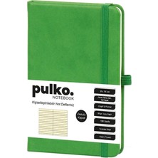 Pulko PND036 Klasik Sert Kapak 9X14CM 80GR.196 Sayfa Termo Deri Çizgili Not Defter - Yeşil