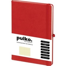 Pulko Notebook PND041 Sert Kapak 16X24CM 80GR.240 Sayfa Termo Deri Kareli Defter - Koyu Kırmızı