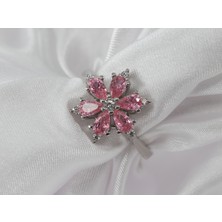 Gezer Kuyumculuk Pembe Lotus Çiçeği Gümüş Yüzük, 925 Ayar Gümüş Yüzük, Lotus Çiçeği Yüzük