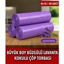 40 Adet Lavanta Kokulu Büzgülü Büyük Boy Çöp Torbası 65X70