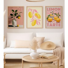 Voba Store 3 Parça Limon Temalı Çerçeve Görünümlü Mdf Tablo SETİ-178