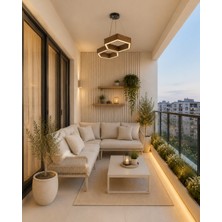 Dolunay Avize Hexa Modern LED Sarkıt Avize – Ahşap Detaylı Lüks Dekoratif Tavan Aydınlatma