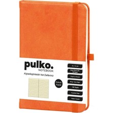 Pulko PND040  Sert Kapak 9X14CM 80GR.176 Sayfa Termo Deri Çizgili Not Defter - Turuncu