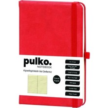 Pulko PND040  Sert Kapak 9X14CM 80GR.176 Sayfa Termo Deri Çizgili Not Defter - Kırmızı