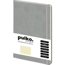 Pulko Notebook PND041 Sert Kapak 16X24CM 80GR.240 Sayfa Termo Deri Kareli Defter - Gri