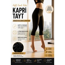 Nior Lifestyle Siyah Kapri Tayt - Yüksek Bel Esnek Pamuklu Kadın Spor ve Günlük Tayt