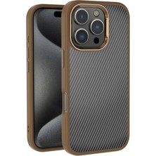 Apple iPhone 16 Pro Kılıf Karbon Fiber Görünümlü Parlak Kamera Çerçeveli Zore Venus Kapak
