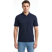 Çizgi Triko Erkek Polo Yaka Kısa Kollu Cepli Tişört Klasik Kalıp 5305 BGL-ST05537