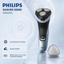 Philips 3000X Serisi Islak&kuru Tıraş Makinesi, 3 Yönde Dönen Başlıklar, Hassas Düzeltici, X3063/00