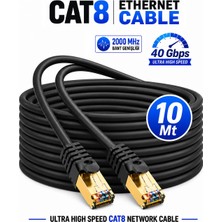 Vwin Cat8 Ultra Hızlı (10 Metre) 40 Gbps 2000 Mhz Internet Kablosu Premium Ethernet Cable