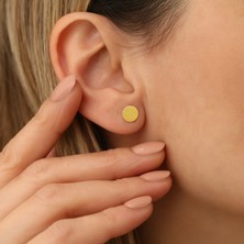 Nox Jewelry 14 Ayar Altın Kaplama Minimal Yuvarlak Küpe – Düz Disk Günlük Şık Küpe - E00126